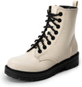 DREAM PAIRS Women's Combat Boots Side Zipper Round Toe Lace-Up Ankle Booties MegaBDM