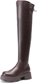DREAM PAIRS Women's Platform Over The Knee Boots Lug Sole Round Toe Thigh High Long Chunky Block Heels Fall Boots MegaBDM