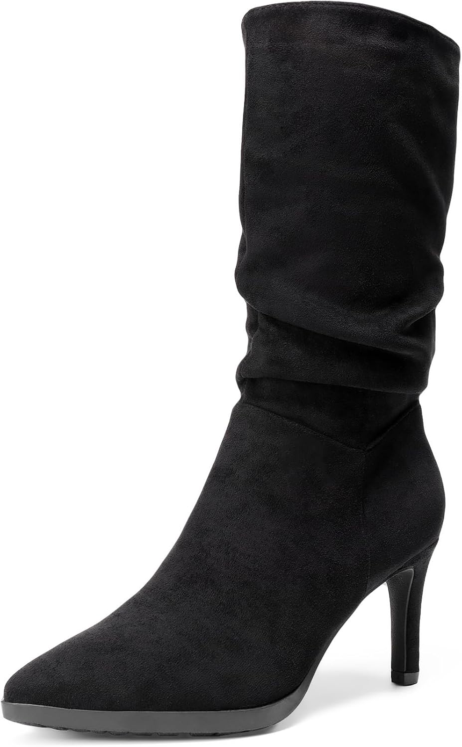 DREAM PAIRS Women's Mid Calf Boots High Heels Pointed Toe Zip Fashion Dressy Boot MegaBDM