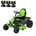 80V 42" Cordless Battery CrossoverT Riding Lawn Mower: (6) 4.0 Ah Batteries and (3) Dual-Port Turbo Chargers MegaBDM
