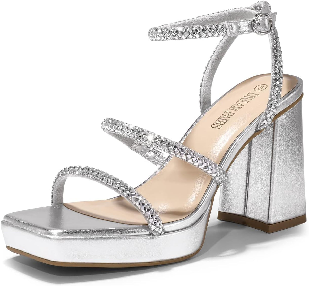 DREAM PAIRS Women's Platform Strappy Heels Open Toe Ankle Strap Square Party Sandals Y2K Dress Shoes MegaBDM