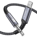 JSAUX Aux Lightning Cable, 1.8M [MFi Certified] Aux Lead for iPhone Car Lightning to 3.5mm Jack for Home Stereo/Speaker Compatible with iPhone 14/14 Pro/13/13 Pro Max/12/Pro mini/max 11 SE XR XS-Grey MegaBDM