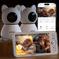 ieGeek 5" Split-Screen Baby Monitor with 2 Cameras and Night Vision, 2K Video Baby Camera, Two-Way Talk, Cry & Motion Detection, PTZ, Remote Control via Screen and Free APP (Light Grey 2 Cameras) MegaBDM