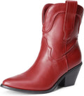 DREAM PAIRS Women's Cowboy Ankle Boots Western Fashion Cowgirl Mid-calf Boots Low Chunky Block Heel Pointed Toe Fall Booties Shoes MegaBDM