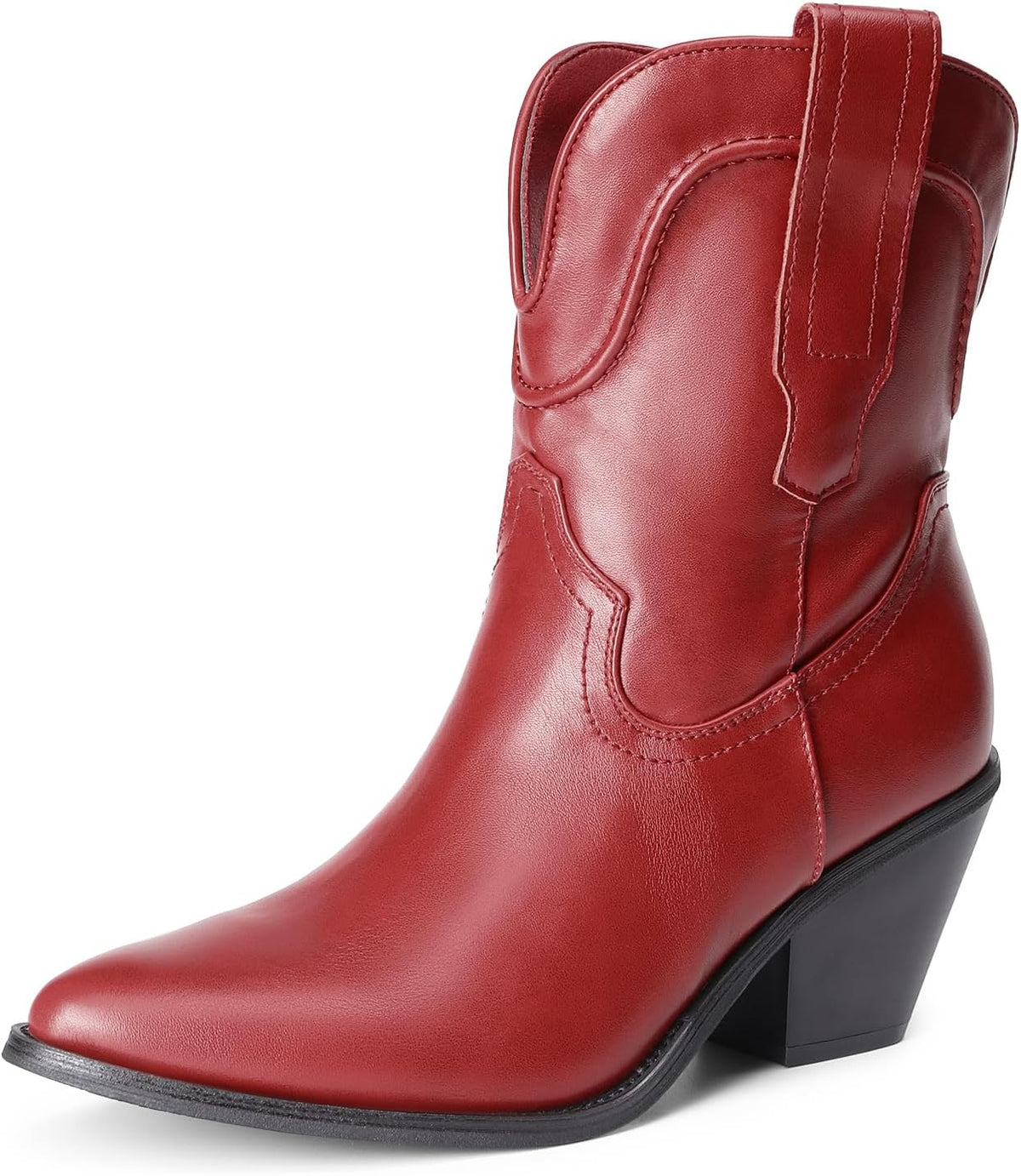 DREAM PAIRS Women's Cowboy Ankle Boots Western Fashion Cowgirl Mid-calf Boots Low Chunky Block Heel Pointed Toe Fall Booties Shoes MegaBDM
