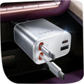 LISEN 75W Retractable Car Charger Adapter, Best Valentine's Gifts for Her——Elevate her Driving Experience, for Mum, Car Accessories for Women, for iPhone 17/16/15/14/13/12, White MegaBDM