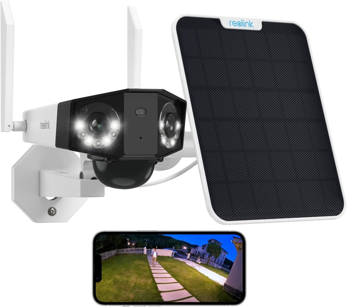 Reolink 4K Dual Lens Solar Security Camera Outdoor Wireless, 10400mAh Battery, 180° Panoramic View, 2.4/5GHz WiFi, Smart Detection, IP66 MegaBDM