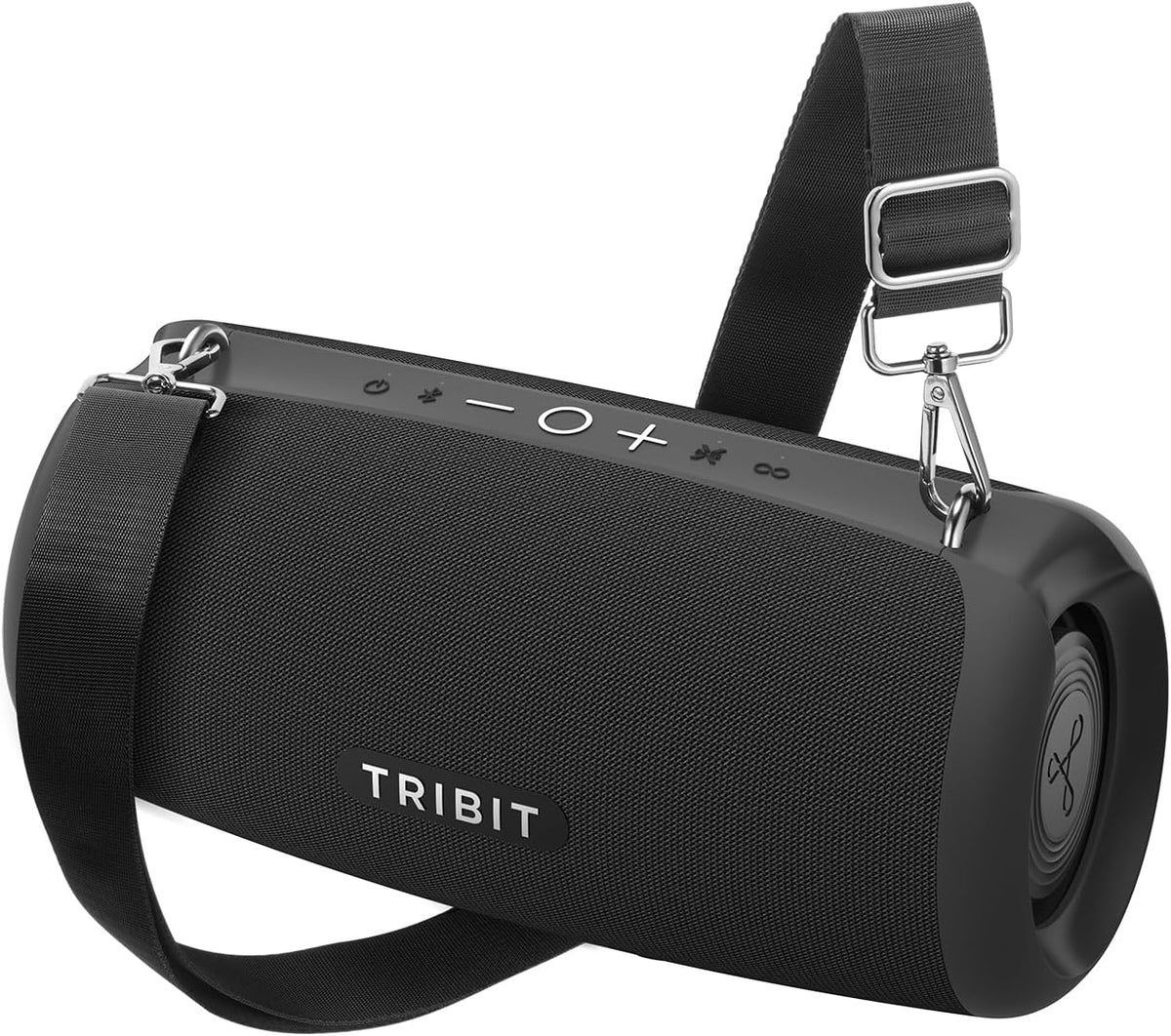 Tribit StormBox Lava Bluetooth Speaker, 80W Sound, 24H Playtime, Black | IP67, Wireless Speaker with Bluetooth 5.4, XBass, Custom EQ, TWS pairing, Built-in Mic for Party, Outdoor, Camping, Beach MegaBDM