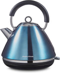 Morphy Richards Accents Pyramid Kettle, 1.5L, 3KW Rapid Boil, 360 Base, Removable Limescale Filter, Easy View Window, Ring Pull, Blue, 102049 MegaBDM