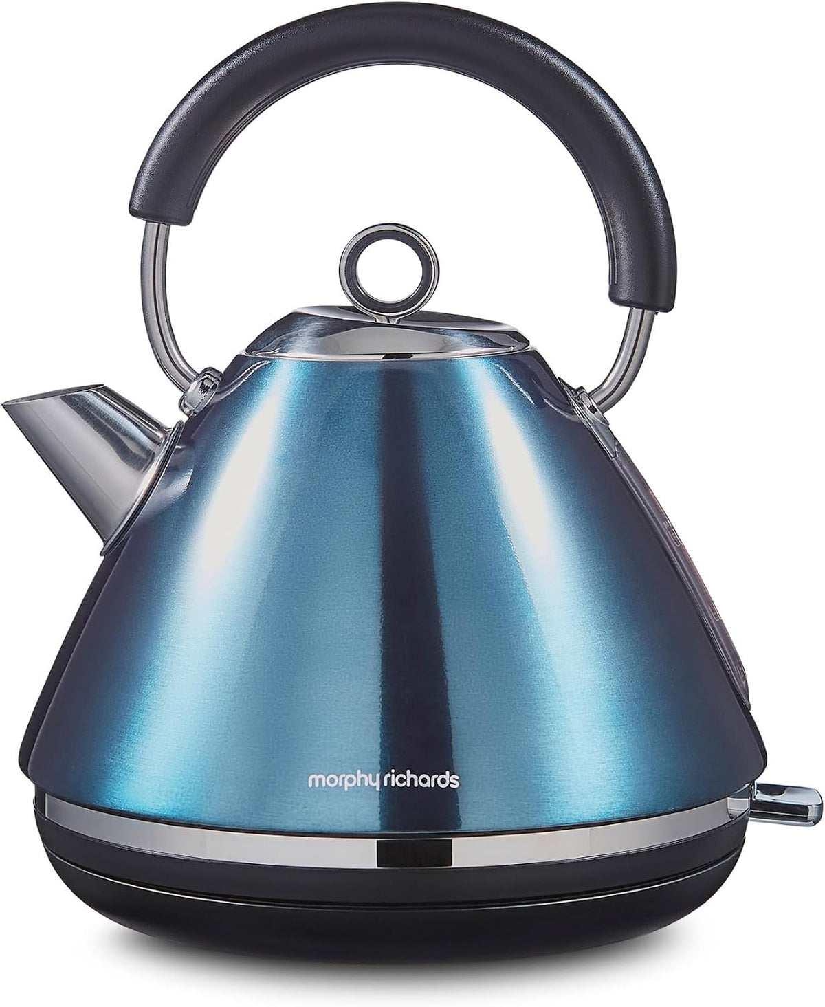 Morphy Richards Accents Pyramid Kettle, 1.5L, 3KW Rapid Boil, 360 Base, Removable Limescale Filter, Easy View Window, Ring Pull, Blue, 102049 MegaBDM
