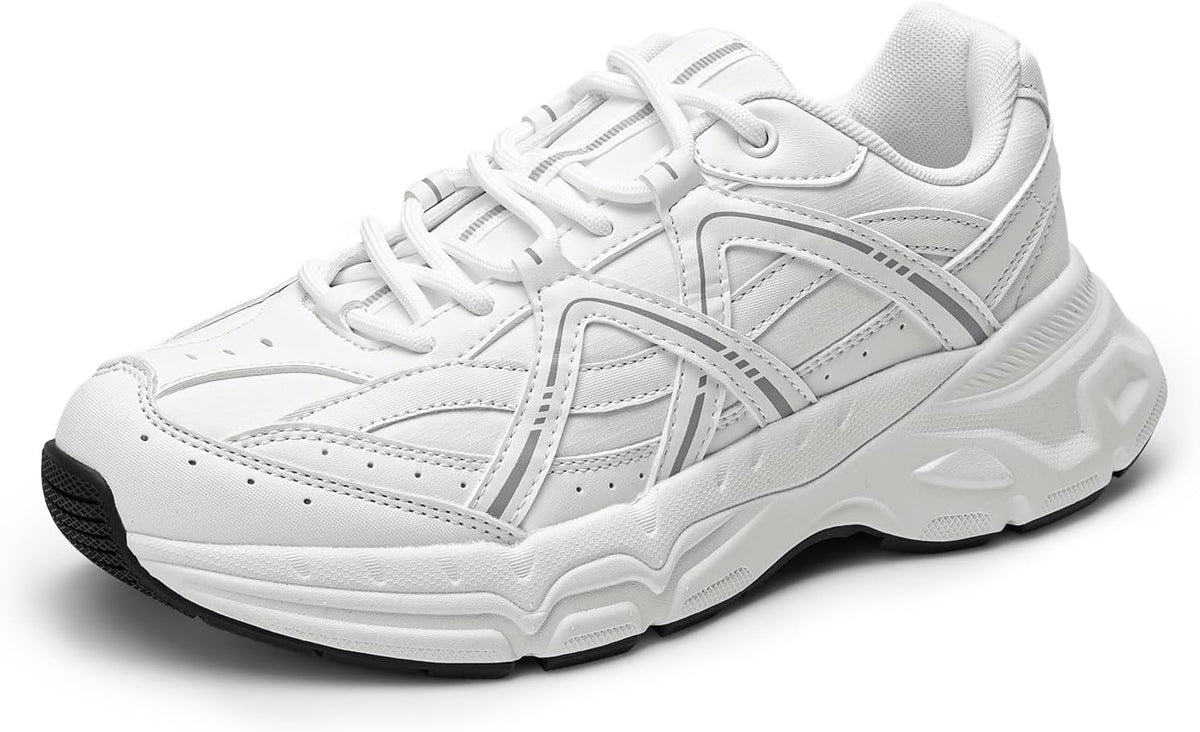 DREAM PAIRS Women Platform Chunky Sneakers,Lace Up Leather Walking Shoes for Running Tennis Workout Sport Casual Days MegaBDM