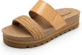 DREAM PAIRS Women's Platform Slides Sandals with Arch Support, Comfortable Beach Slip-on Flat Sandals, Casual 2-Strap Cork Cushion Wedges for Women MegaBDM