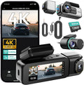 BOTSLAB 3 Channel 4K Dash Cam Front and Rear Inside, Triple Car Dash Cam with Voice Control, 3.18 inches Touch Screen, Loop Recording, 24/7 Parking Mode, Included 128GB Memory Card and Hardwire Kit MegaBDM