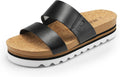 DREAM PAIRS Women's Platform Slides Sandals with Arch Support, Comfortable Beach Slip-on Flat Sandals, Casual 2-Strap Cork Cushion Wedges for Women MegaBDM