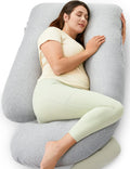 momcozy U Shaped Pregnancy Pillows with Cotton Removable Cover, 57 Inch Full Body Pillow Maternity Support, Must Have for Pregnant Women, Hatha Grey MegaBDM