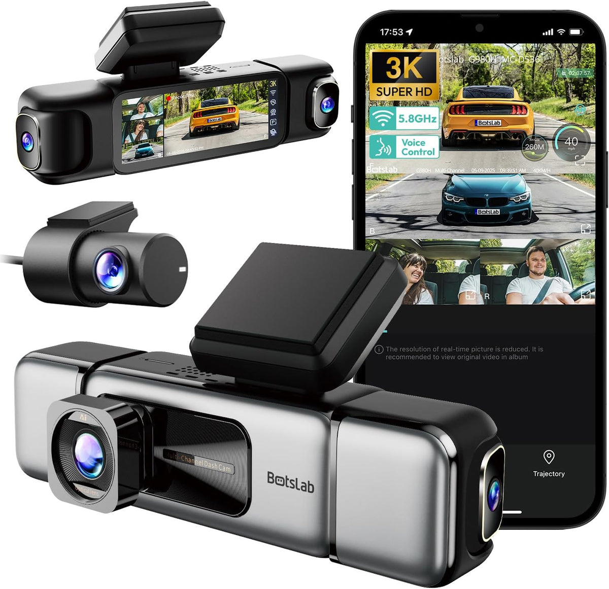 BOTSLAB 3K 4 Channel Dash Cam with Hardwire Kit (G980H 4C NO CARD) MegaBDM