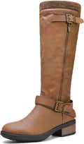 DREAM PAIRS Women's Turtle Camel Knee High Motorcycle Riding Winter Boots Wide Calf Size 9 M US MegaBDM