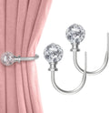 KAMANINA Silver Curtain Holdbacks 2 Pack, U Form Crystal Decorative Curtain Holdback, Wall Mounted Curtain Tieback Hooks for Fixed Curtain or Hanging Items MegaBDM