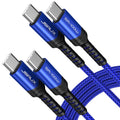 JSAUX 100W USB C to USB C Cable (2-Pack, 3 m), USBC Type C Charge Lead 5A Fast Charging Compatible with iPhone 17 Air 16e 16 15 Plus Pro Max Samsung Galaxy S25 S24 MacBook iPad Air Pro Carplay Blue MegaBDM