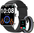 Smart Watch for Men Women, [1.85"HD Screen] Answer/Make Calls, Ladies Smart Watches for Samsung/Android/iPhone, Fitness Watch with Heart Rate Sleep SpO2 Monitor,Dynamic Watch Faces 60FPS-Black MegaBDM