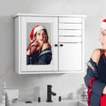 YITAHOME Bathroom Cabinet Mirrored, Wall Mounted Storage Furniture, Modern Storage Cupboard, Mirror Cabinet, Medicine Cabinet, Wall Hanging Over Toilet Storage Cabinet, 60 * 20 * 49.2 CM (White) MegaBDM