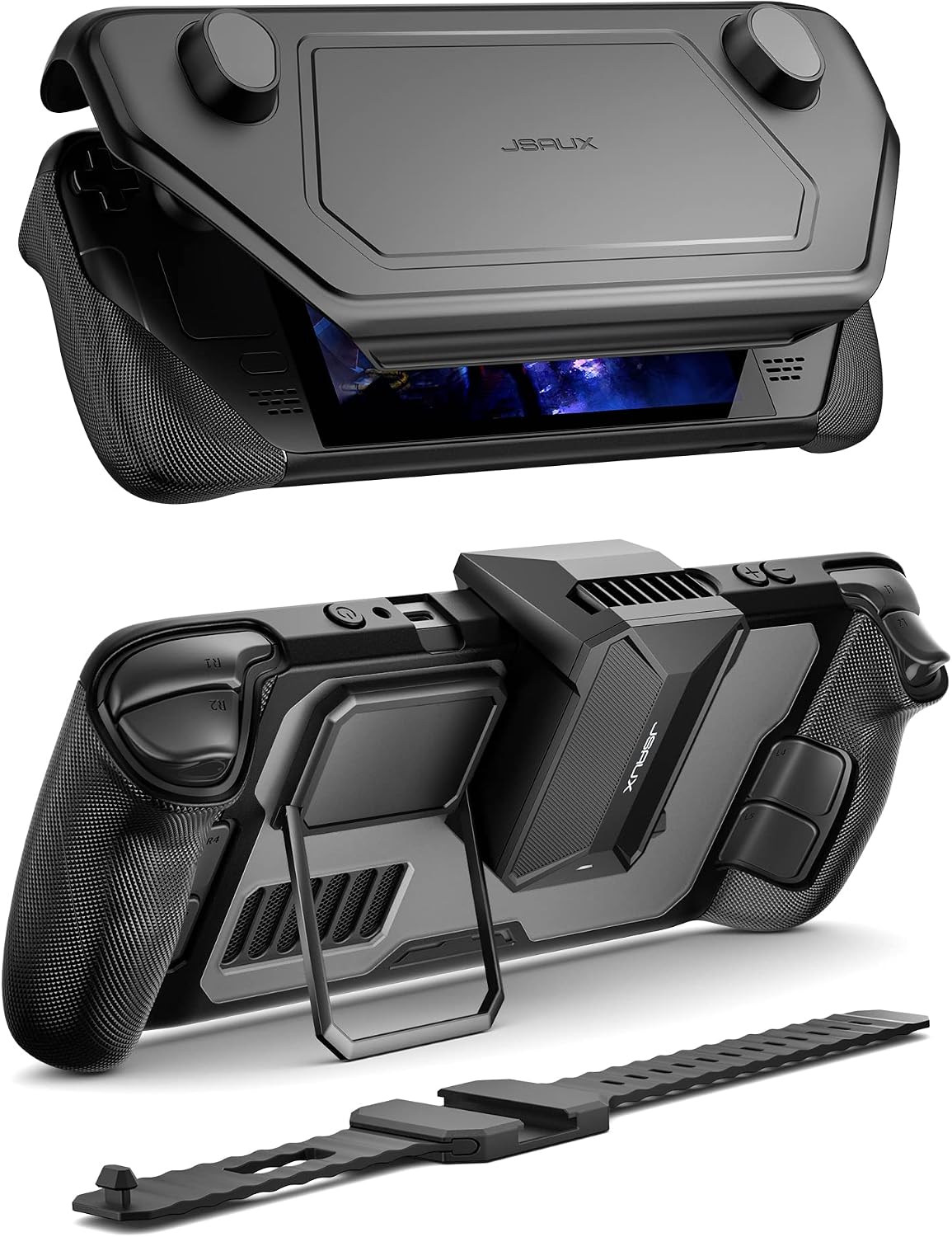 JSAUX ModCase Compatible with Steam Deck, PC0104 Modular Case with Cooling Fan Valve Steam Deck OLED Accessories Include Protective Case, Face Cover, Cooling Fan, Metal Bracket and Strap - Cooler Set MegaBDM