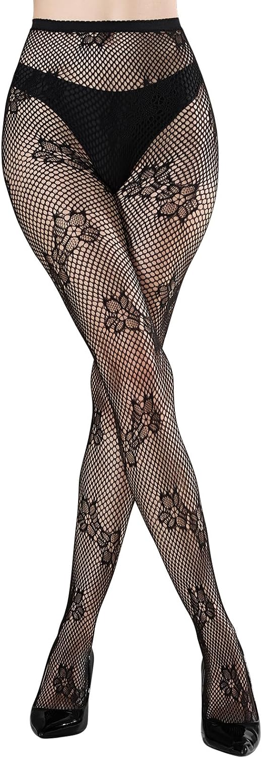 MANZI Fishnet Tights Womens Black Patterned Net Stockings Fashion Pantyhose Halloween MegaBDM