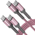 JSAUX 100W USB C to USB C Cable (2-Pack, 2 m), USBC Type C Charge Lead 5A Fast Charging Compatible with iPhone 17 Air 16e 16 15 Plus Pro Max Samsung Galaxy S25 S24 MacBook iPad Air Pro Carplay Pink MegaBDM