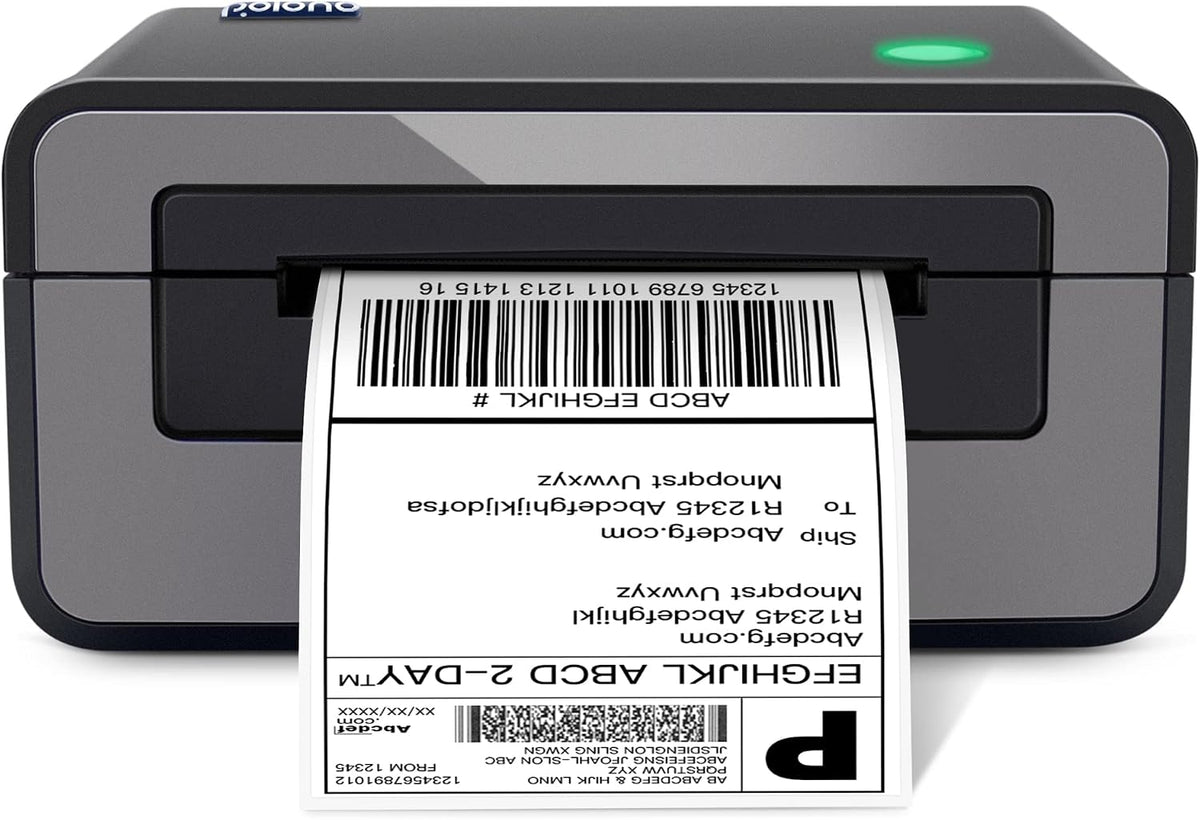 POLONO Thermal Label Printer, 150mm/s 4x6 Label Printer for Shipping Packages, Commercial Thermal Label Maker, Compatible with Ebay, Etsy, Shopify, FedEx, etc, Support Windows and Mac (Gray) Count MegaBDM