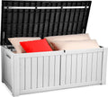 YITAHOME Garden Storage Box Waterproof, Heavy Duty 460L Large Resin Deck Boxes, Weather Resistant Durable Garden Storage Box, Outdoor Cushions, Lockable, Outdoor Storage Containers,Light Grey MegaBDM