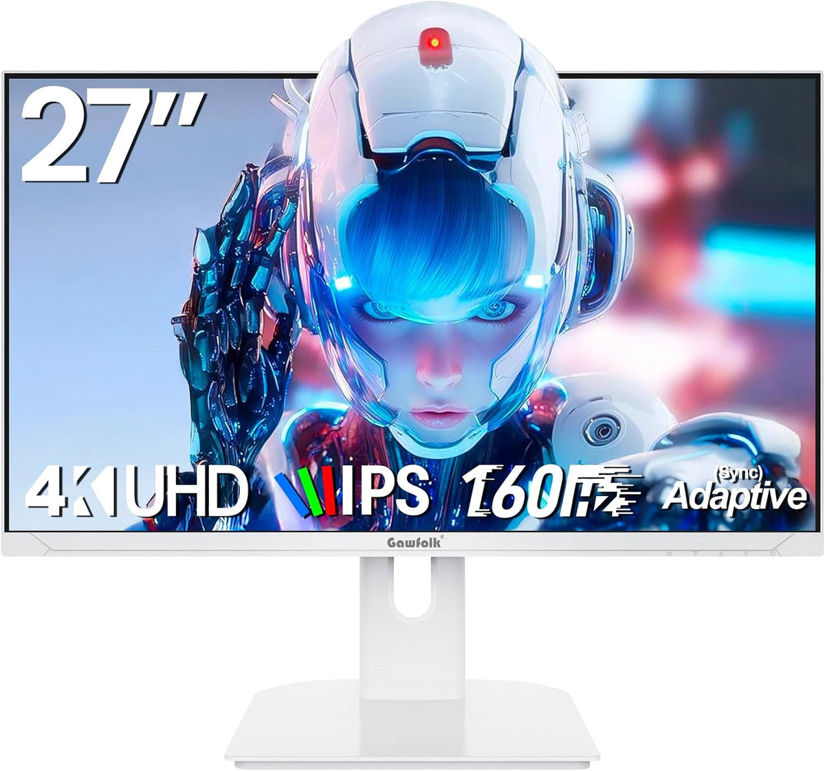 Gawfolk 27 inch 4K Gaming Monitor, UHD 3840 x 2160p 160HZ, White PC Computer Monitors IPS Screen for Home & Office, Support HDMI 2.1, DP 1.4 MegaBDM