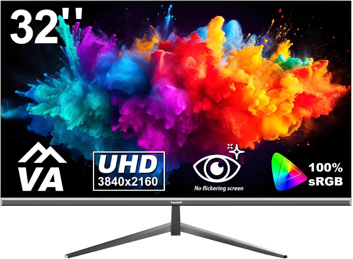 Gawfolk 32 inch 4K PC Monitor, UHD 3840 x 2160p 60HZ Computer Monitors VA Screen for Home & Office, Support HDMI 2.0, DP 1.4 MegaBDM