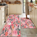 Machine Washable Runner Pink Rug 80x300cm Area Rug for Hallway, Bedside,Kitchen,Hallway,Kids Room,Bedroom,Entryway Non-Slip Floral Carpet, Modern Vintage Floor Mat for Home Decor MegaBDM
