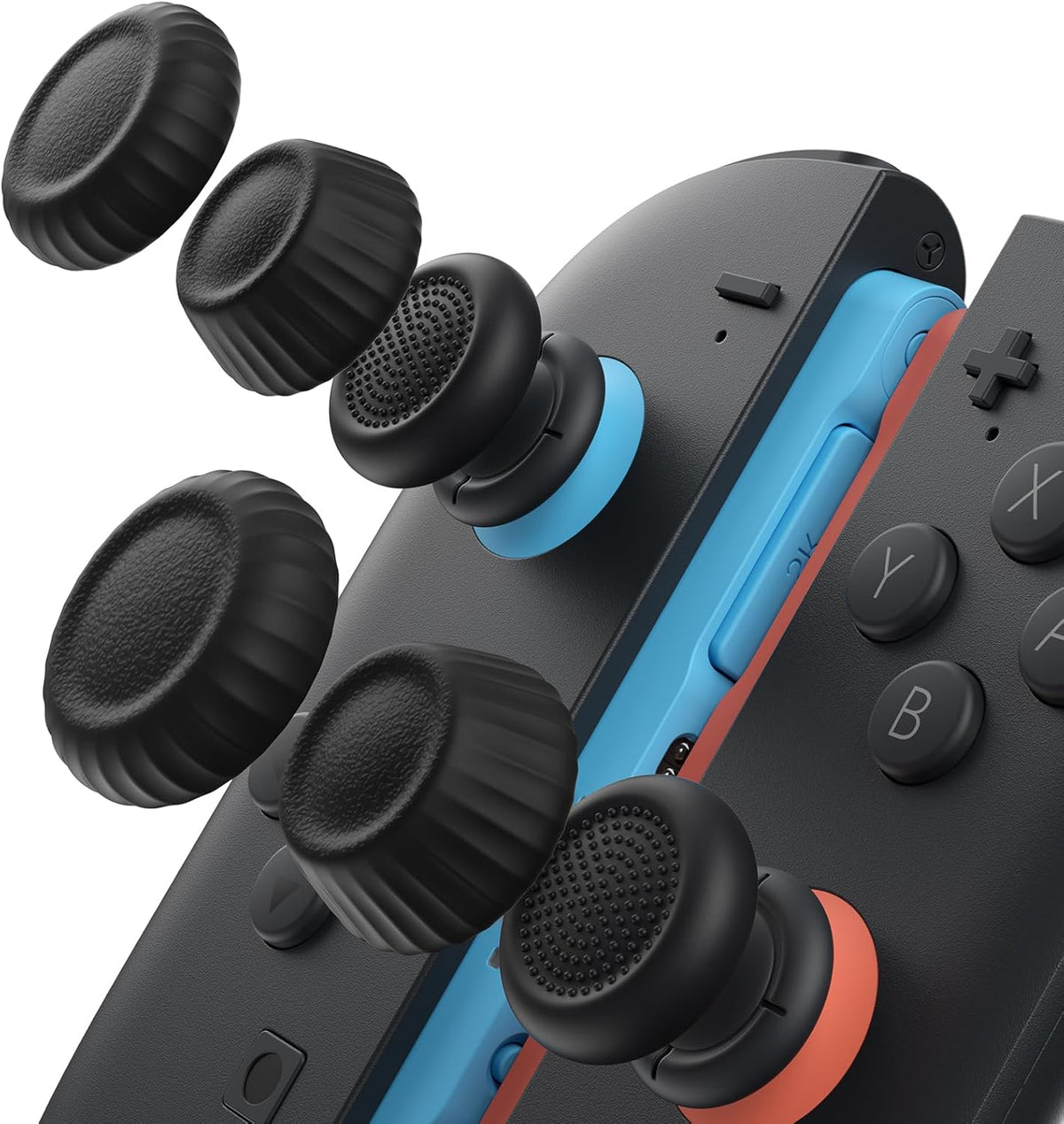 JSAUX Thumb Grips for Nintendo Switch 2 (2025 Upgraded Anti-Slip), Thumb Grip Caps, Ergonomic Design, Enhanced Gaming Grip, Comfortable & Durable, Joycon Grip Stick Cover - Black, 3Pairs(6pcs) MegaBDM