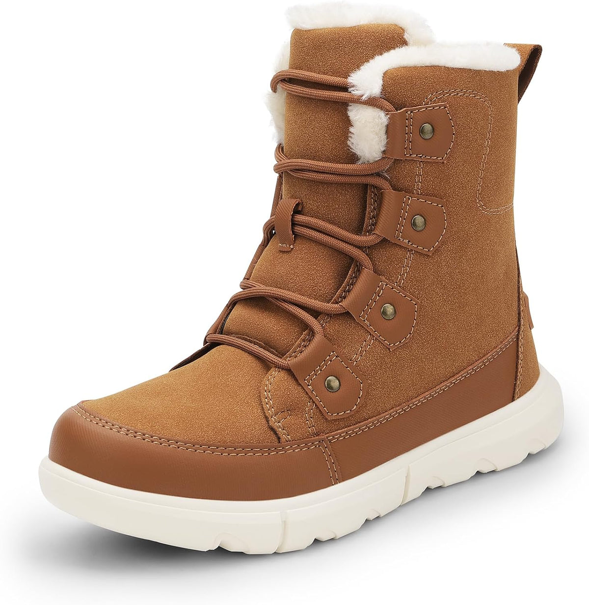DREAM PAIRS Womens Winter Boots Cozy Faux Fur Anti-Slip Snow Boots Lace Up Comfort Stylish Ankle Booties for Cold Weather City Walk MegaBDM
