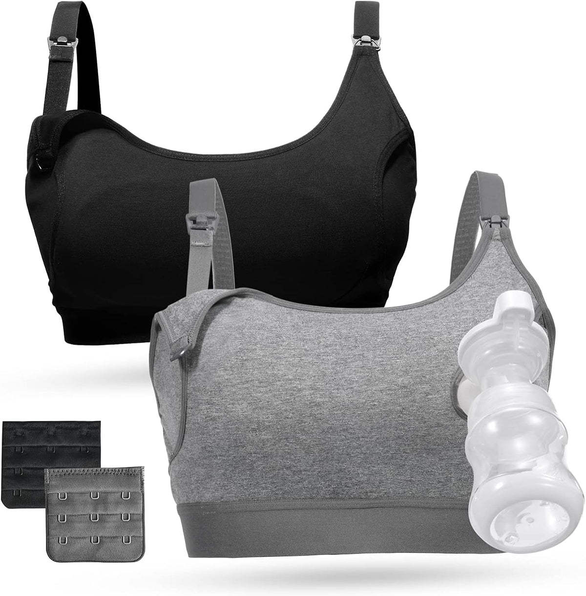 momcozy Hands Free Pumping & Nursing Bra in One, Cotton Adjustable Breast-Pumps Holding and Nursing Bras MegaBDM