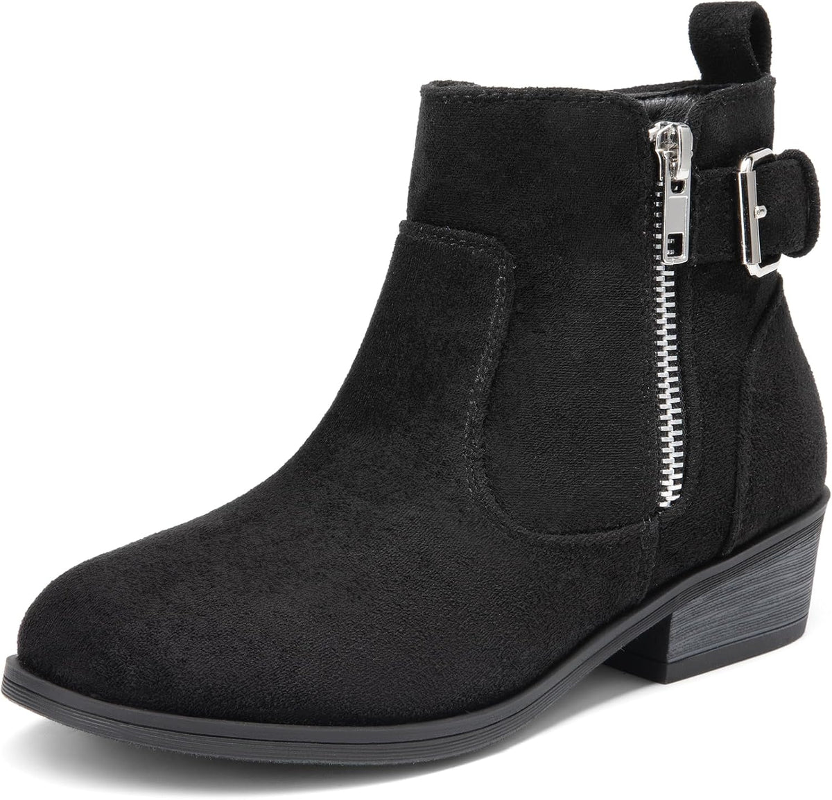 DREAM PAIRS Girls Boots Low Heel Side Zipper Ankle Booties MegaBDM