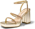 DREAM PAIRS Women's Platform Strappy Heels Open Toe Ankle Strap Square Party Sandals Y2K Dress Shoes MegaBDM