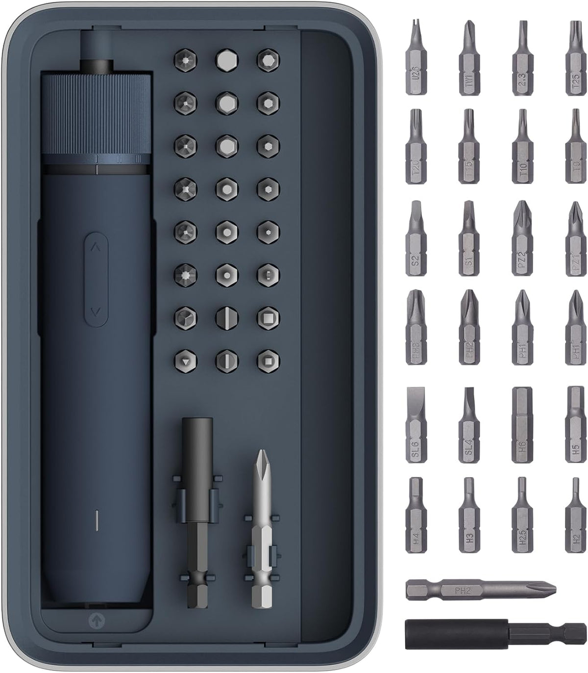 HOTO Electric Screwdriver Set, 3.6V Rechargeable Set with 25 S2-Steel Bits, Cordless Power Screwdriver with LED Light, All-in-One Design, 3 Torque, 4N·m 1500mAh, Excluding Charging Cable MegaBDM