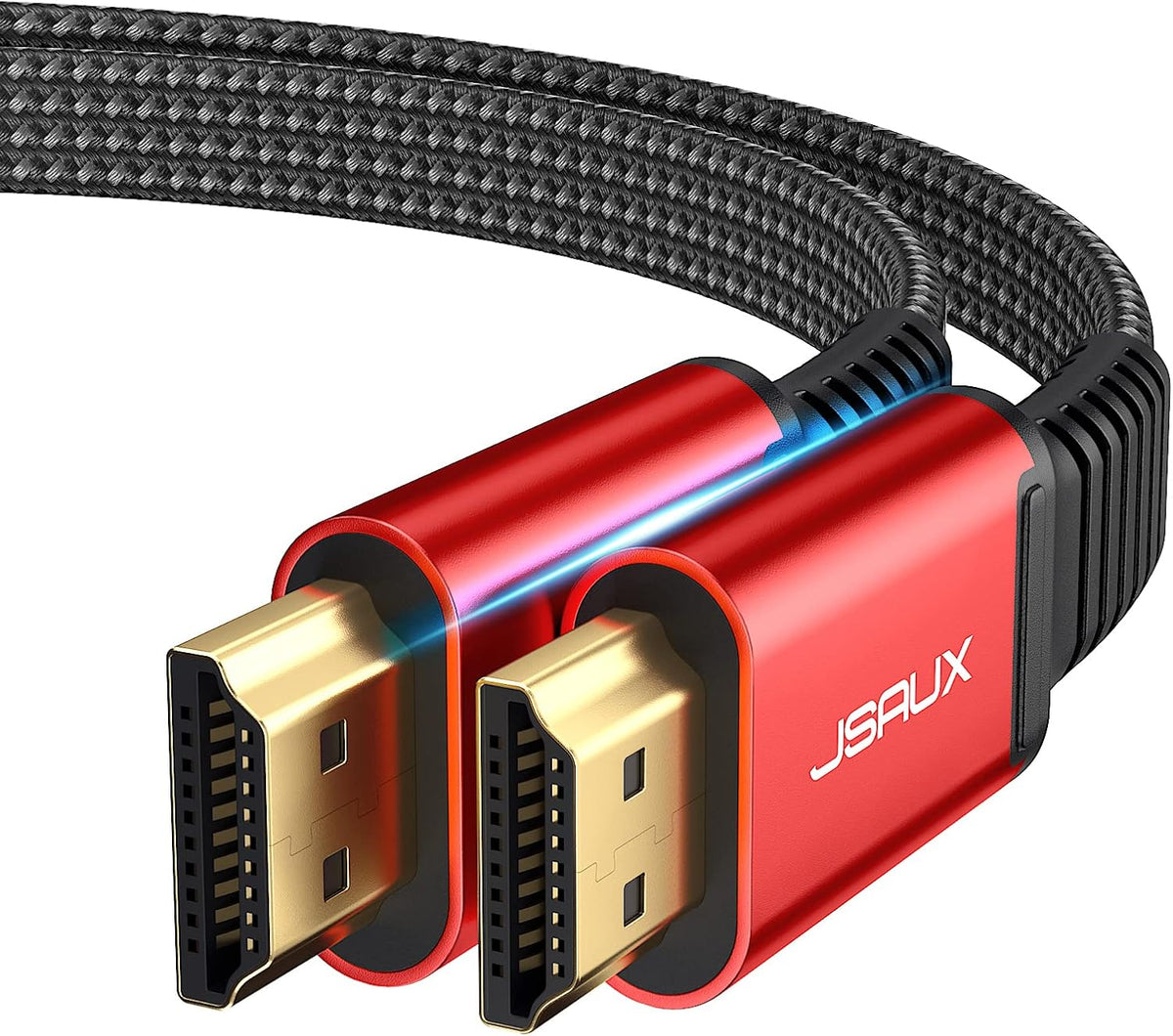 JSAUX 4K HDMI Cable 5M, Flat HDMI 2.0 Cable Ultra High Speed 18Gbps Thin Lead Support 3D, UHD 4K@60Hz, 2160P, HD 1080P Video, Ethernet Compatible with Fire TV, HDTV, Apple TV, PlayStation PS4/3 -Red MegaBDM