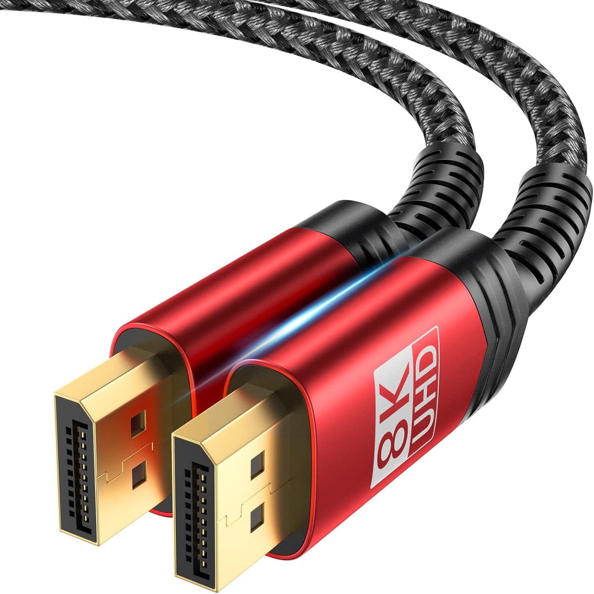 JSAUX 8K DisplayPort Cable 1.4, DP Cable 4.5M (8K@60Hz, 2K@240Hz，4K@144Hz,32.4Gbps)，Display Port to Display Port Cable (DP to DP Cable) Compatible with Laptop PC TV Gaming Monitor-Red MegaBDM