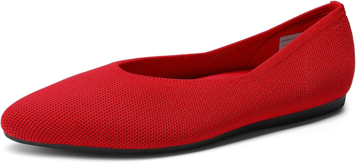 DREAM PAIRS Pointed Toe Flats for Women, Comfortable Dressy Knit Ballet Flats with Arch Support, Women's Dress Shoes for Work Office Business Casual Travel MegaBDM