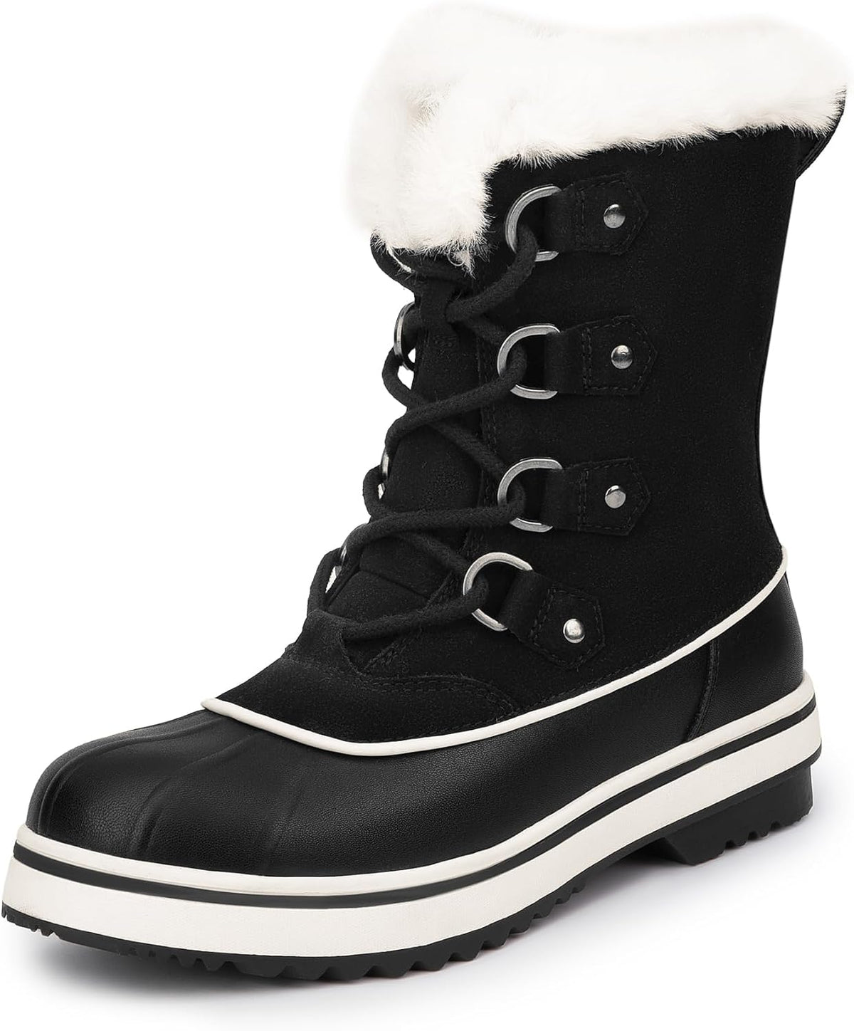 DREAM PAIRS Women's Snow Winter Boots Mid Calf Waterproof Warm Faux Fur Lined Lace Up Anti-slip Outdoor Duck Boots MegaBDM