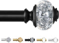 Black Curtain Poles for Eyelet Curtains 80 to 148 cm, USFOOK 22mm Adjustable Curtain Pole with Crystal Diamond Ends for Bedroom, Decorative Curtain Rods Extendable MegaBDM
