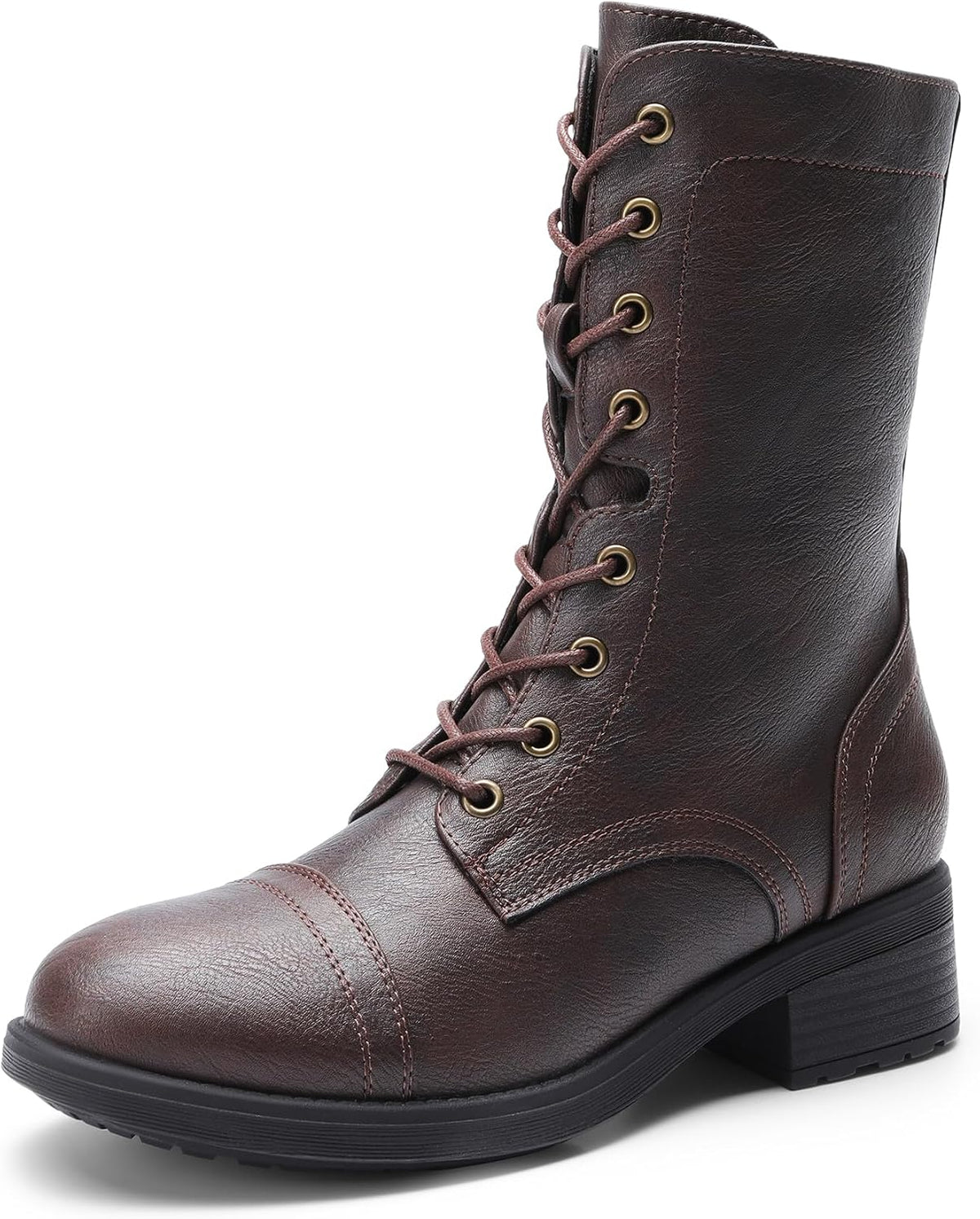 DREAM PAIRS Women's Lace up Combat Riding Military Mid Calf Fur-Lined Winter Boots MegaBDM