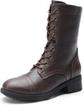DREAM PAIRS Women's Lace up Combat Riding Military Mid Calf Fur-Lined Winter Boots MegaBDM