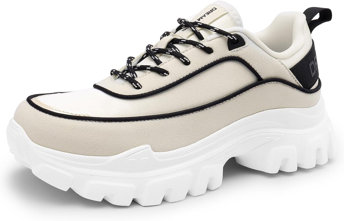 DREAM PAIRS Women Platform Chunky Fashion Sneakers Walking Lace-Up Comfortable Sport Stylish Lightweight Classic Casual Work Tennis Shoes MegaBDM