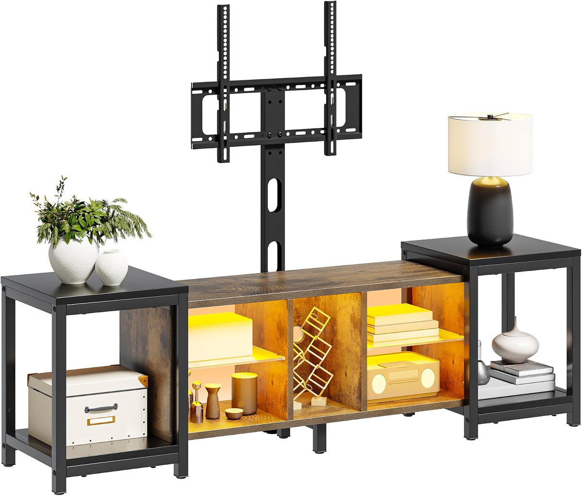 YITAHOME 104-174CM cm Adjustable TV Stand Cabinet with TV Installation Bracket for TVs up to 70 inch with 7 RGB LED 22 Modes Lights Entertainment Centre for Living Room and Bedroom MegaBDM