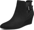 DREAM PAIRS Women's Black Ankle Booties Wedge Heels Boots MegaBDM