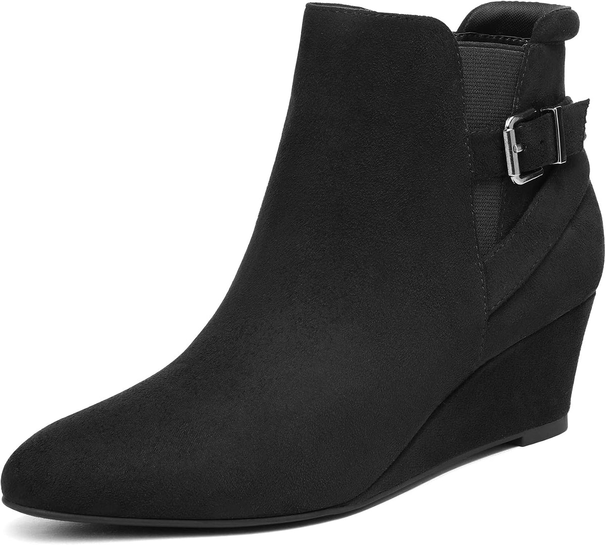 DREAM PAIRS Women's Black Ankle Booties Wedge Heels Boots MegaBDM